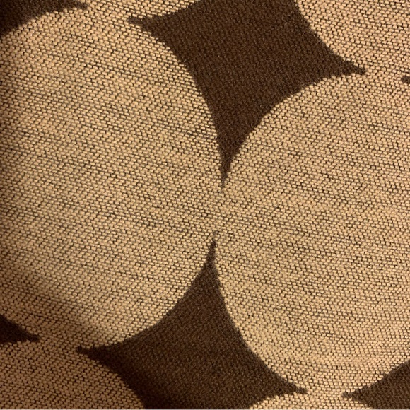 nwt 60s style brown caramel circular mod pattern jacquard tassel scarf - Picture 4 of 5